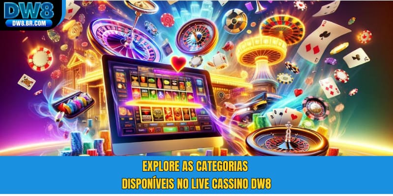 Explore as categorias disponíveis no Live Cassino DW8